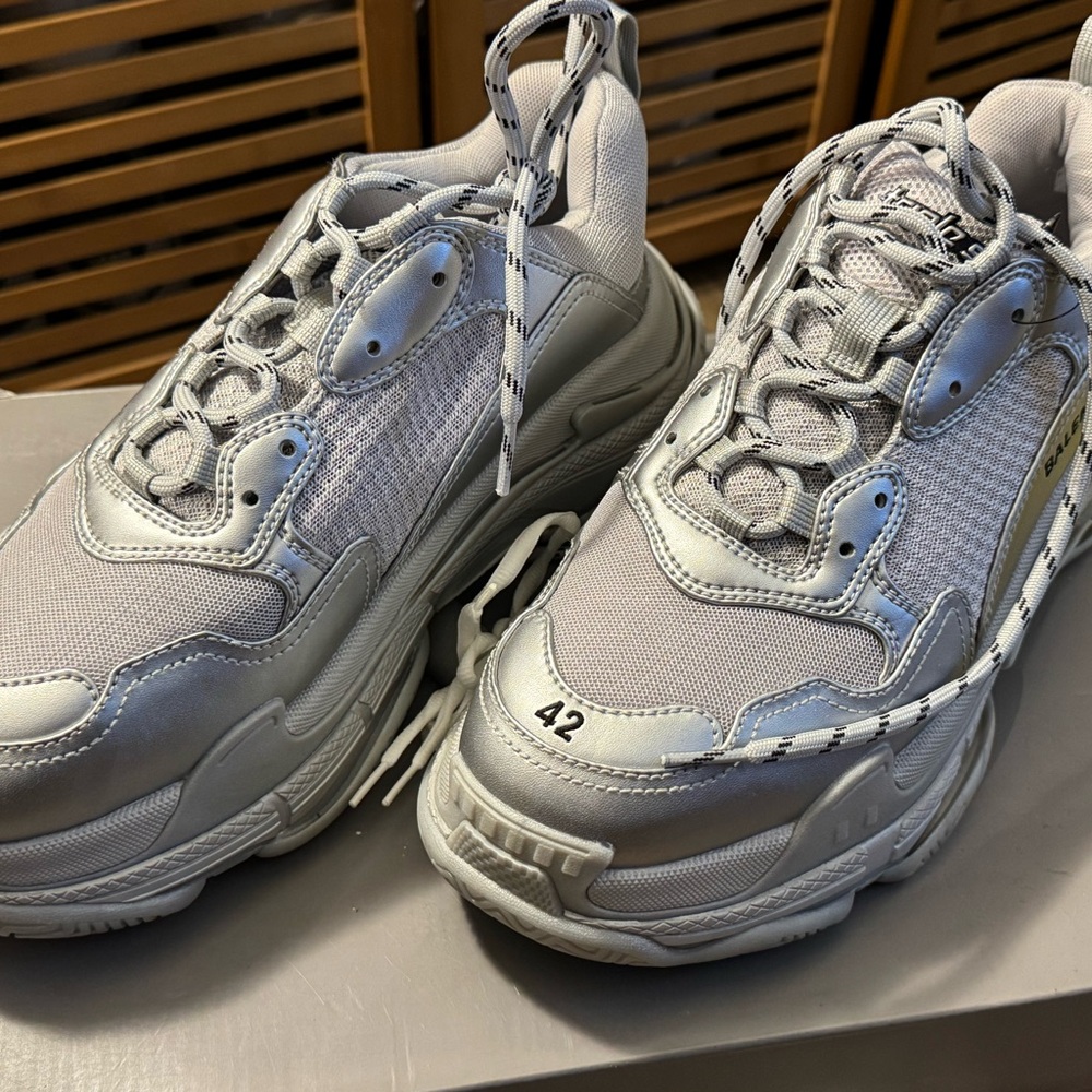 Balenciaga Triple S Sneakers in White and Gray
